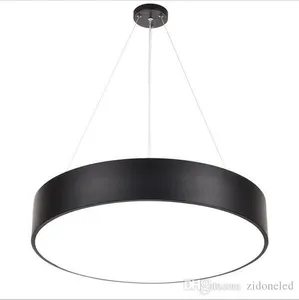 Modern Minimalism LED Pendant Light Round Chandeliers Black Lighting Fixtures for Office Study Room Livingroom Bedroom AC85-265V