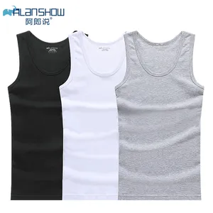 Cotton Sleeveless Undershirt Gym Tank Top Men Fitness Shirts Mens Bodybuilding Workout Vest Factory Outlet
