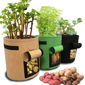 7 Gallons Fabrics Tomatoes Potato Grow Bag with Handles Garden Decorations Flowers Vegetables Planter Bags Flower Pot Home Planting Accessories 3 Colors