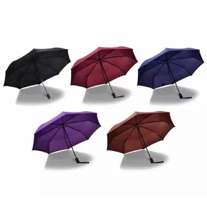Full-automatic Umbrella Multi Colors Durable Long Handle Three-fold Business Umbrella Custom Creative Design Promotion Umbrella DH0053