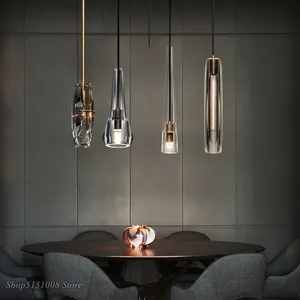 Nordic Luxury LED Crystal Pendant Lights Modern Living Room Copper Hanging Lamp Bedroom Bedside Dining room Suspend Lamp Fixture