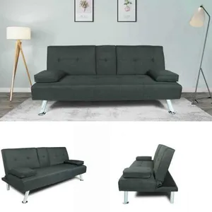 Black Friday Futon JUMMICO Faux Leather Futon Sofa Bed Futon Couch With ...
