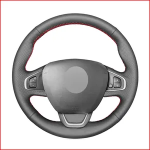 Black PU Artificial Leather Car Steering Wheel Cover for Renault Clio 4 (IV) Kaptur Captur 2016-2019