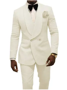 White Formal Party Mens Suits for Wedding 2 Piece One Button Groom Suits Slim Fit Custom Man Wedding Tuxedo Suit