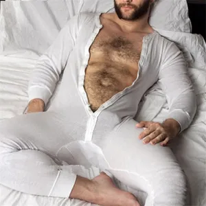 Men's Stretch Leotard Underwear Pajamas Comfortable and Soft Sleepwear Bodysuit Sexy Mens Bodysuit Jockstrap Open Butt Pajamas Briefs