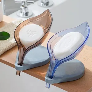 Leaf Soap Holder Bathroom Leaf Shape Soap Box Drainage Soap Dishes Storage Plate Tray Holder Case Plastic Detachable Soaps Shelf HHD1643