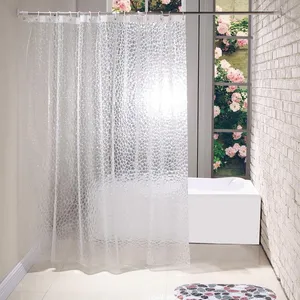 Shower Curtains Blue Plastic Rustic Clear Curtain Liner Hooks Rod For Bathroom Mildew Resistant Waterproof Bath Curtain1