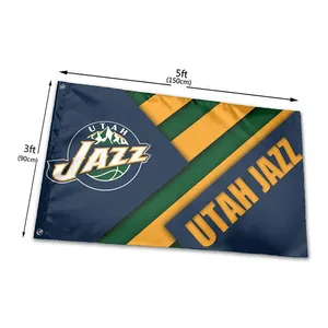 Utahfans-Jazzs flag 150x90cm 3x5ft Digital Printing Polyester Outdoor Indoor Use Club printing Banner and Flags Wholesale