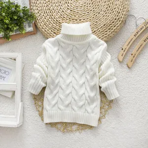 Color Winter Boy Pure Girl Kid Thick Knitted Bottoming Turtleneck Shirts Solid High Collar Pullover Sweater
