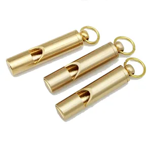 Survival Brass Whistles Outdoor Portable Camping Hiking Tools EDC Loud Emergency Safety Survival Aid Whistle Keychain