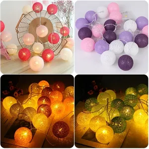 3M LED Cotton Ball Garland String Christmas Xmas Outdoor Holiday Party Baby Bed Fairy Lights Decoration Wedding Y201020