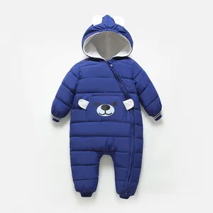 Cute bear Baby Winter Hooded Romper Thick Cotton Warm Outfit Newborn Jumpsuit Overalls Snowsuit Children Boy Clothing girl coat LJ201125
