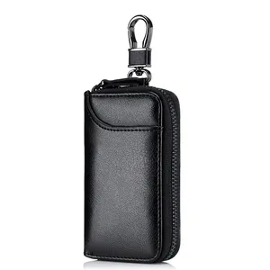 Unisex Leather Keychain Covers Men Key Holder Car Key Wallets Housekeeper Keys Organizer Bag Purse Zipper Key Case Wholesale