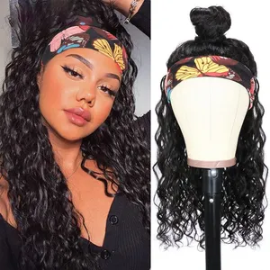 Headband wigs Peruvian water wave hair 150% density nature color brizilian curly human hairs Brazilian Fashion Wig for black Women 24 26 28inch