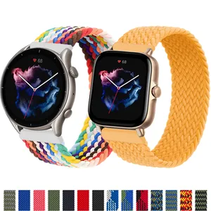 20mm 22mm band For Amazfit GTS 2 2e 3 Mini GTR 3 Pro GTR2 stratos Braided SOLO LOOP Elastic Watch Bracelet Amazfit bip