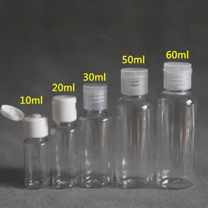 50pcs 5ml - 100ml Plastic PET Clear Flip Lid Lotion Bottles Cosmetic Shampoo Sample Containers Travel Liquid Refillable Vials T200819