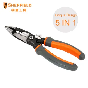 SHEFFIELD 8 inches 5-in-1 Multifunctional Electrician pliers electrical needle nose pliers Wire Stripper Crimping 5 in 1 pliers Y200321