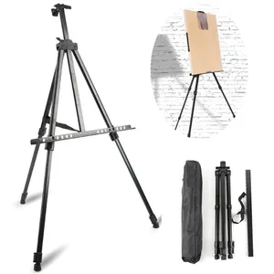 Portable Metal Easel Adjustable Sketch Travel Easel Thicken Triangle Aluminum Alloy Easel Sketch Drawing For Artist Art Supplies 201225
