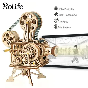 DIY Miniature Figurines Home Decor Vintage Movie Projector Assembly Model Hand Crank Film Vitascope Table Decoration Gift LK601 Y200104