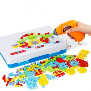 Drilling Toys 3D Creative Puzzle Toys For Children Building Bricks Toys Kids DIY Electric Drill Set Educational Toy LJ201007