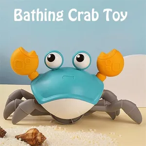 Bath Toys Big Crab Clockwork Baby Infant Water Classic Toy Beach Toys For Baby Drag Baby Bath Tub Summer Toy For Kids LJ201019