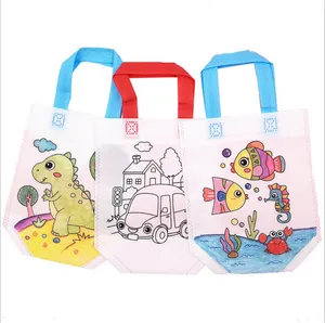 Kids Graffiti Bag DIY Handmade Coloring Painting Puzzles Child Arts Crafts Color Filling Drawing Toy Kindergarten Non-woven Handbags G20305