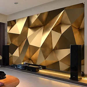 Photo Wallpaper Modern 3D Stereo Golden Geometric Murals Living Room TV Background Wall Decor Self-Adhesive Waterproof Stickers 201009