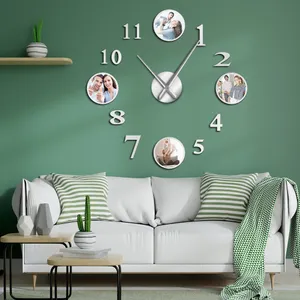 Photo Picture Frame DIY Large Wall Clock Custom Photo Decorative Living Room Family Clock Personalized Images Frame Big Clock LJ200827