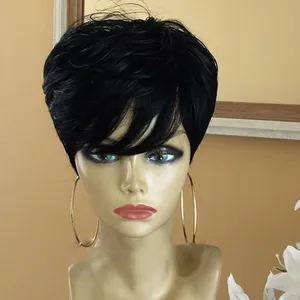 Short Pixie Cut Wig Straight Brazilian Remy Hair 150% Density lace front Human Hair Wigs For Women