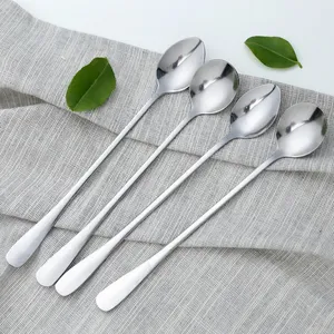 19cm Long Handle Stainless Steel Tea Coffee Spoon Cocktail Ice Cream Soup Spoons Cutlery