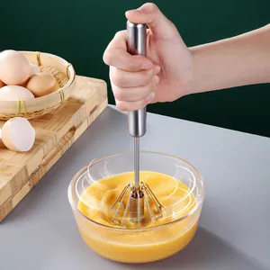 Eggs Tools Hand Push Egg Beater Rotate Stainless Steel Egg Whisk Semi-automatic Blender Manual Mixer Self Turning Egg Stirrer Kitchen Accessories ZL0539