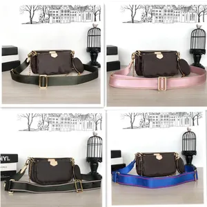 Designer Luxury Handbags Purse Multi Pochette Bag Real Leather Coated canvas Women's Bags Top Quality 3 Triple Strap Chain Shoulder Bag