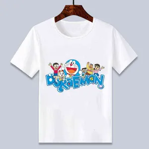 new style cute Doraemon white cartoon t shirt for boys and girls 4 6 8 10 12 14T G220223