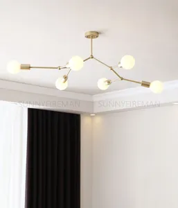 New Molecular Chandelier Nordic Creative Gold Tree Shaped Multi Head Interior Lighting Bedroom Pendant Lamp Coffee Shop Lights Chandeliers