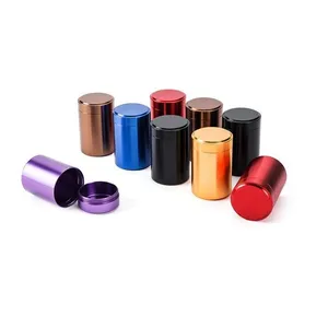 Tea Canister Titanium Alloy Mini Cylinder Sealed Tea Tin Box 70*45MM Cans Coffee Tea Tin Container Storage Box 6 Colors ZZY19