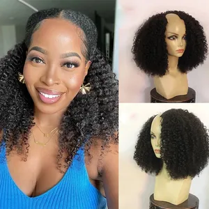 Glueless Afro Kinky Curly 100% Nautral Human Hair U Part Wigs 250density Peruvian Remy Afros Unprocessed 4a 4b 4c Curly Full End