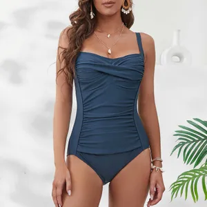 2022 One-piece Swimsuit Womens Solid Color Conservative Triangle Swimwear one-piece Bathing Suit