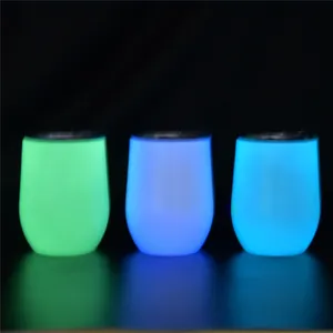 DIY Sublimation Wine Tumbler Glow in The Dark Tumbler 12oz Wine Glasses with Luminous paint luminous Cup Egg Cup free shipping