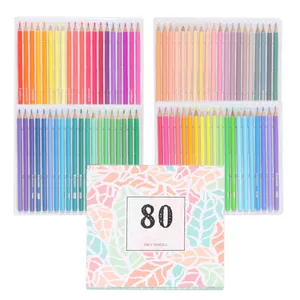 80pcs Wood Oily Pencil Color Artist Pencils Set Lead Painting Pen Kit Children Drawing Sketching Stationery Kids Students Pupils Painting Tools Gift 0294