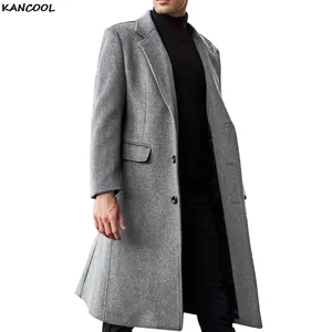 KANCOOL Autumn Winter Mens Long Trench Coat Fashion Boutique Wool Coats Brand Male Slim Woolen Windbreaker Jacket Plus Size LJ201106