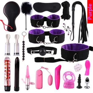 Bondage Kit With Handcuffs Anal Plug Butt Dildo Vibrator Fetish Bdsm Adults Games To Flirt,Sex Toys For Men Women Gay Party Y200616