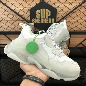 Top Men Mesh Paris Fashion 17FW Designer Shoes Women Height Increasing Triple S Sneakers Boots Green White Vintage Old Dad Grandpa Platform Casual Shoe With Box 35-45