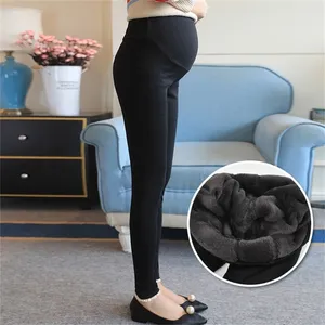 Winter Pregnant Women Black Leggings for Maternity Warm Soft Velvet Pants Pregnancy Inner Wool Clothes Ropa Mujer Embarazada LJ201123