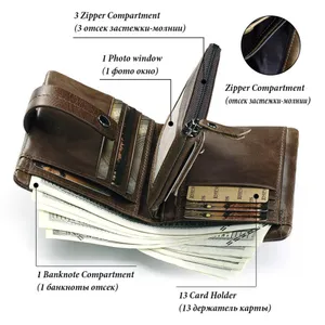 KAVIS Genuine Leather Wallet Men Coin Purse Male Cuzdan PORTFOLIO MAN Portomonee Small Mini Rfid Walet Pocket Fashion Man Vallet