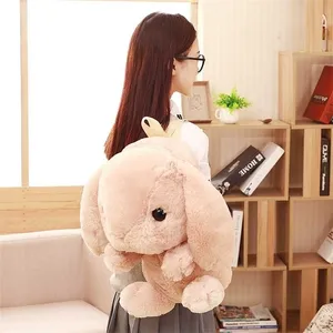 Long Ear Rabbit Plush Bag Cute Doll KawaiiShoulder Backpack Crossbody Bag Coin Purse Messenge Bags Plush Toy Girls Gift 220209