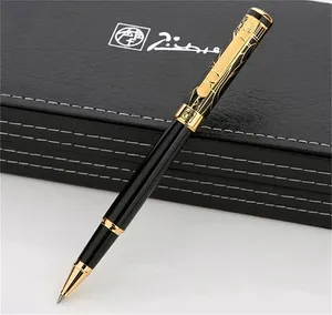 Luxury Picasso 902 Rollerball Pen Black Golden Plating Engrave Roller ball pen Business office supplies Writing Smooth options pens with Box