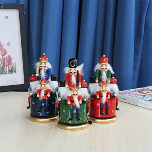 Wooden Nutcracker Doll Puppet Figurines 4 Toy Music Box Christmas Decor Child Kids Gift Office Ornaments Home Decoration Y200104