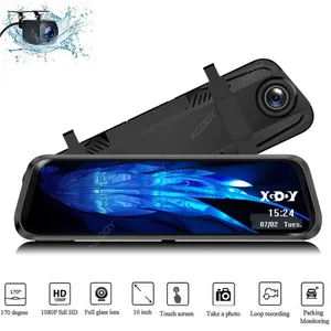 car dvr XGODY Car Dash cam 10 Inch Mirror Camera 1080P Video Recorder Stream Media Dashcam Dual Lens Park Mode + Hardwire