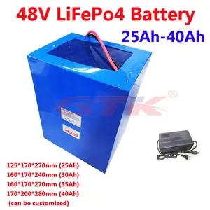 Customized Lifepo4 25Ah 30Ah 35Ah 40Ah 48v Lithium battery pack with BMS for 2000w ebike wheel chair inverter RV GV +5A charger