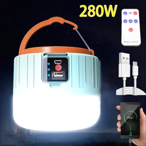 LED Camping Light USB Portable lighting Phone Charge Solar Camping Lantern Rechargeable Lamp Waterproof Outdoor Hiking Fishing